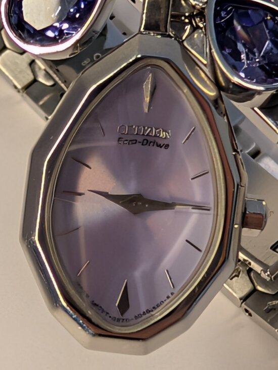 Citizen EcoDrive Lobella Crystal Flower Watch Sterling Silver Purple Face 550371 main image 8